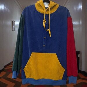 Deadstock 💀 NWOT ChArmkp 90s Inspired Multicolor Colorblock Patchwork Hoodie
